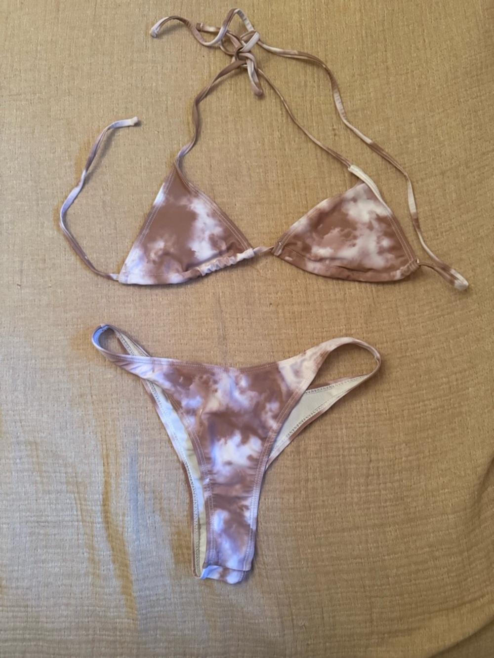 Tie-Dye Brown Triangle Bikini Set - Women's Swim